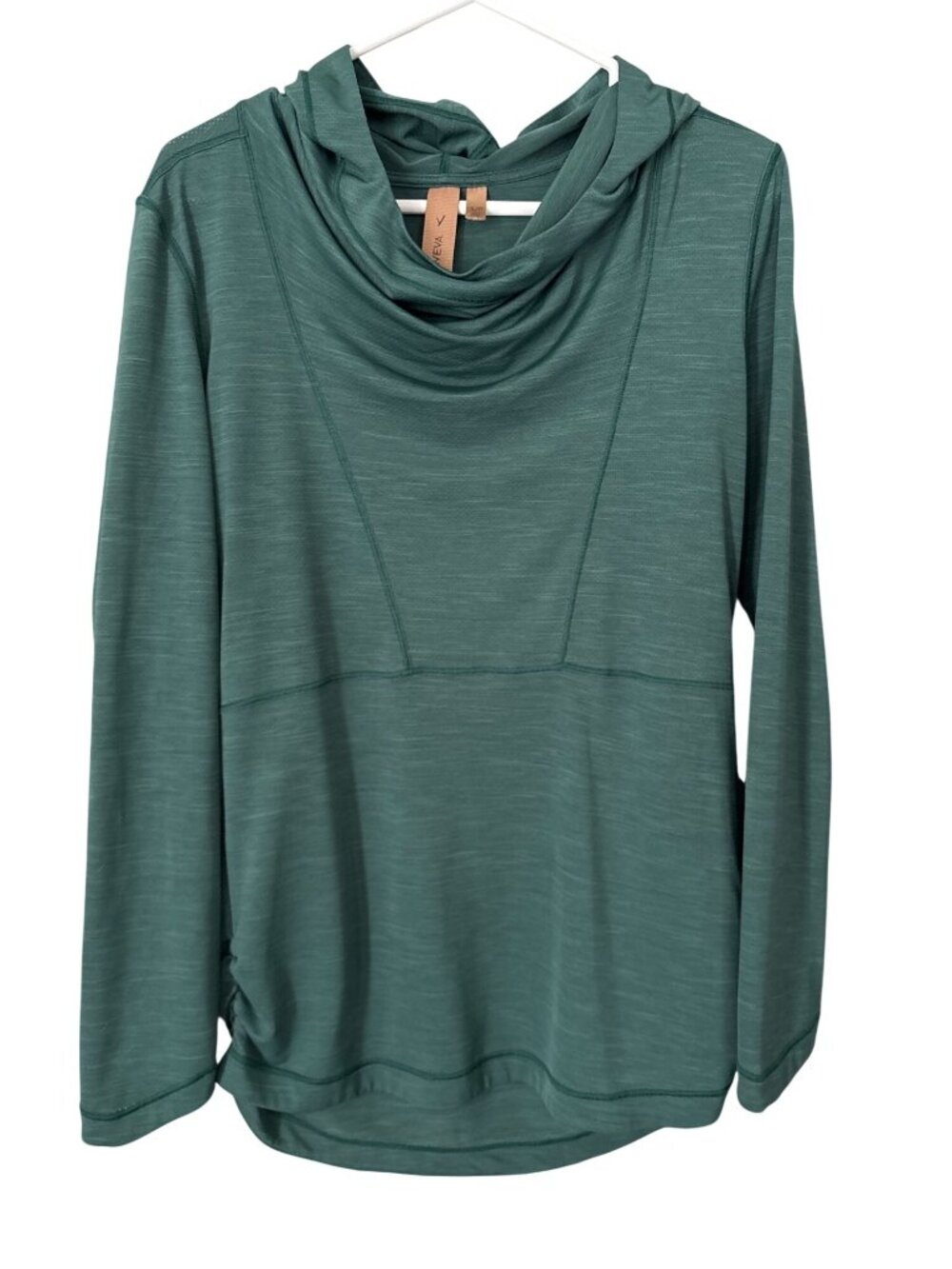 Indyeva Hoodie Size Small Cowl Neck Long Sleeve Pullover Teal Athleisure Workout